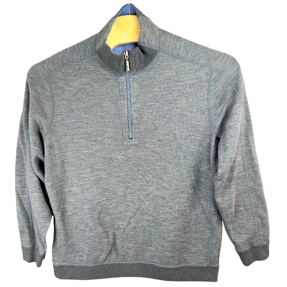 Tommy Bahama Other - Tommy Bahama Sweater Men Flipshore Reversible Half-Zip Gray Blue Pullover